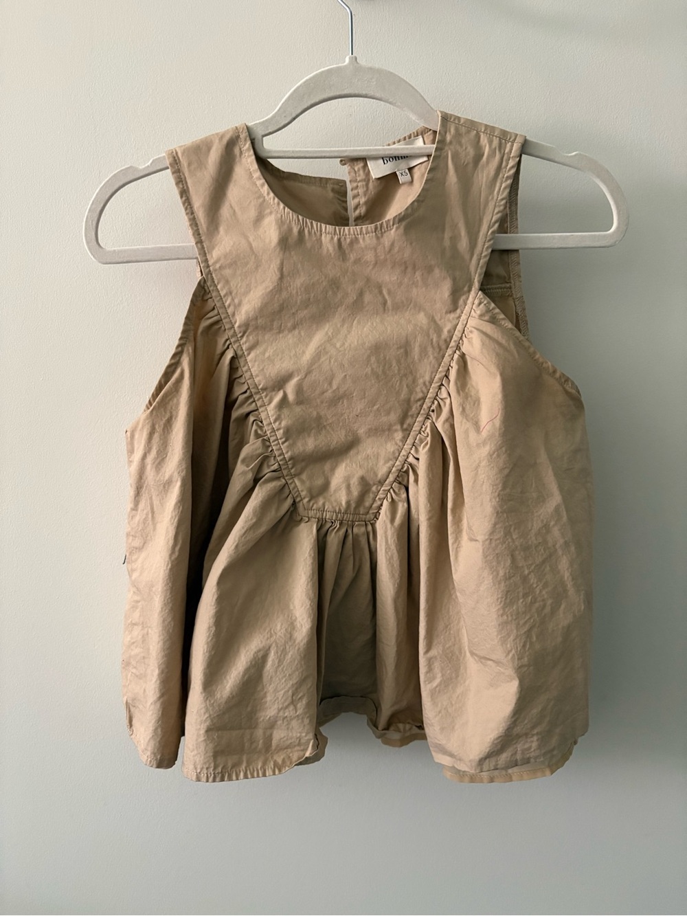 bohme Beige Sleeveless Gathered Peplum Top
